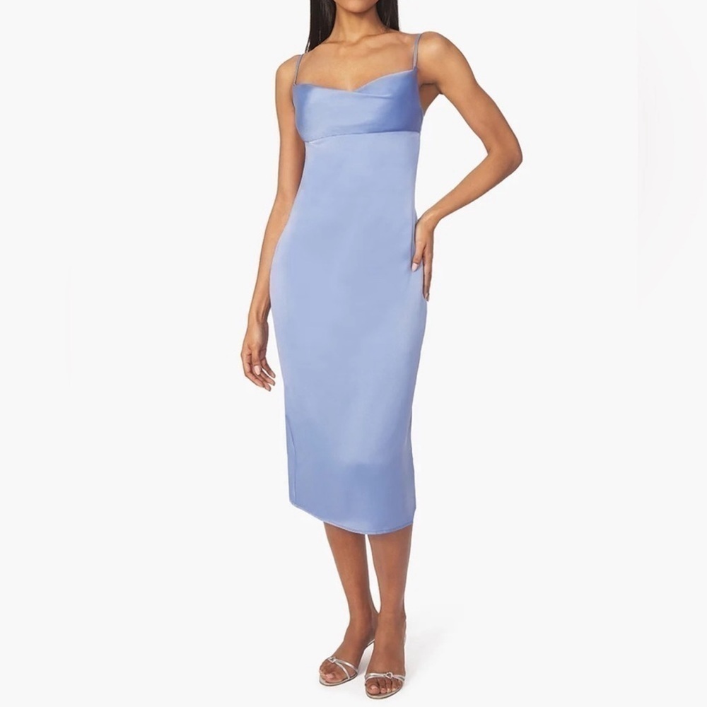 *NWT* WeWoreWhat REVOLVE Cowl Midi Satin Charmeuse Dress - Picture 3 of 6
